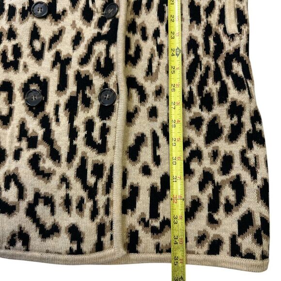 J.Crew Leopard Print Double-Breasted Sweater Coat Women’s Wool Blend Knit Jacket - Picture 12 of 14